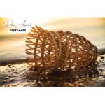 Abat-jour Drina Naturel Jarre ajouré suspension luminaire design cylindrique fait main en fibre de palmier PM – Image 3