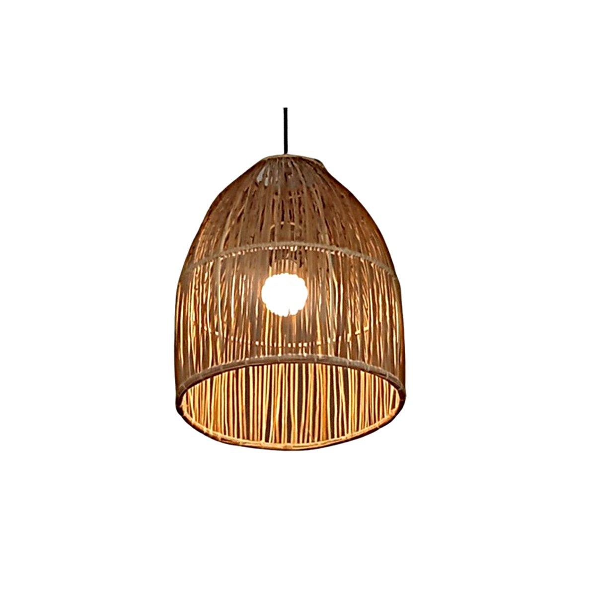 picture 4 Abat-jour Drina Naturel ajouré suspension luminaire design Cloche fait main en fibre de palmier PM – Image 1