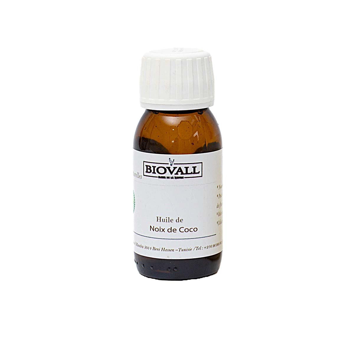 BVG 5013 Biovall Huile de Noix de Coco 100% naturel bouteille en verre opaque de 60 ml – Image 1
