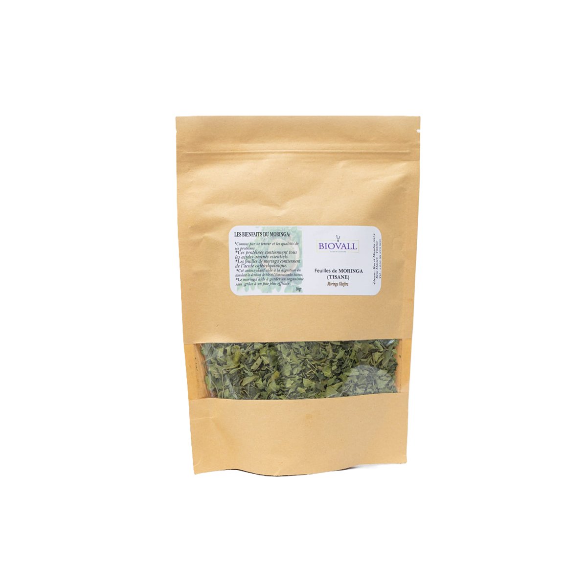 BVG 5041 Biovall Feuilles du Moringa Tisane 100% naturel Paquet de 50 g – Image 1
