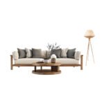 Lampadaire trépieds rustique design quartz tressée à la main  en fibre de palmier – Image 3