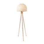 Lampadaire trépieds rustique design coupole tressée à la main  en fibre de palmier