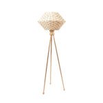 Lampadaire trépieds rustique design géométriques tressée à la main  en fibre de palmier