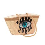 Sac polyvalente épaule italienne design œil en fibre de palmier naturelle