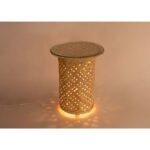 Table Lumineuse rustique design classique habillage en en fibre de palmier naturelle tressée à la main PM – Image 3