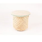 Table Lumineuse rustique design classique habillage en en fibre de palmier naturelle tressée à la main GM – Image 4