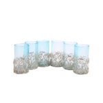Ensemble de 6 verres à the droit en verre soufflé  craquelé  avec socle design sidi bousaid