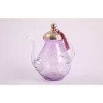 Théière rustique haute en verre soufflé craquelé design arabesque fait à la main – Image 3