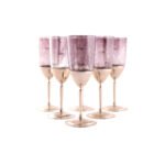 Coffret de 6 verre à cocktail original sur pied en cuivre design flute en verres soufflés craquelés
