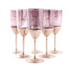 Coffret de 6 verre à cocktail original sur pied en cuivre design flute en verres soufflés craquelés – Image 3