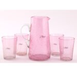 Assortiments de pichet et de 6 verres maxi drink en verre soufflé craquelé  design classique fait à la main – Image 3