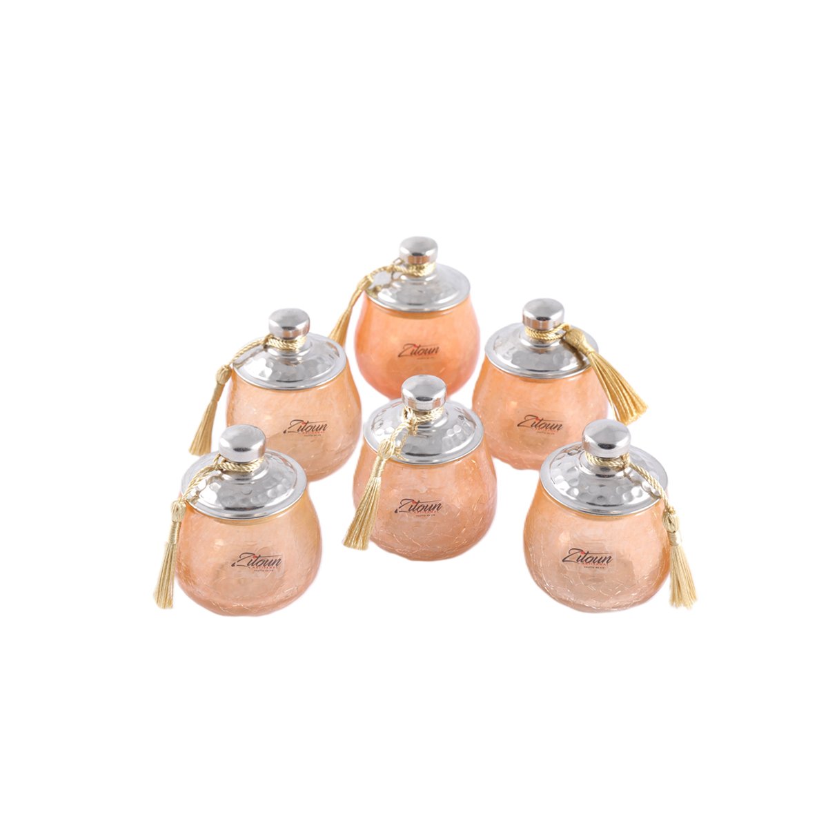 MZA 1506 Coffret de 6 verrines rustique PM spécial ZRIR en verre soufflé craquelé fait à la main – Image 1