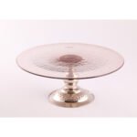 Set de 3 Assiettes Présentoir à gâteaux haut de gamme en verre soufflé craquelé sur pied en cuivre martelé fait à la main PM – Image 3