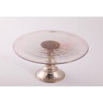 Set de 3 Assiettes Présentoir à gâteaux haut de gamme en verre soufflé craquelé sur pied en cuivre martelé fait à la main PM – Image 5