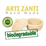Corbeilles multifonctionnelles rondes faites à la main en fibre de palmier naturelle avec couvercle en couleur nature. – Image 2