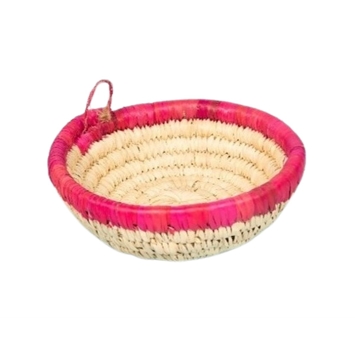 ARZ 1412 Corbeilles multifonctionnelles rustiques rondes faites à la main en fibre de palmier naturelle bicolore. – Image 1