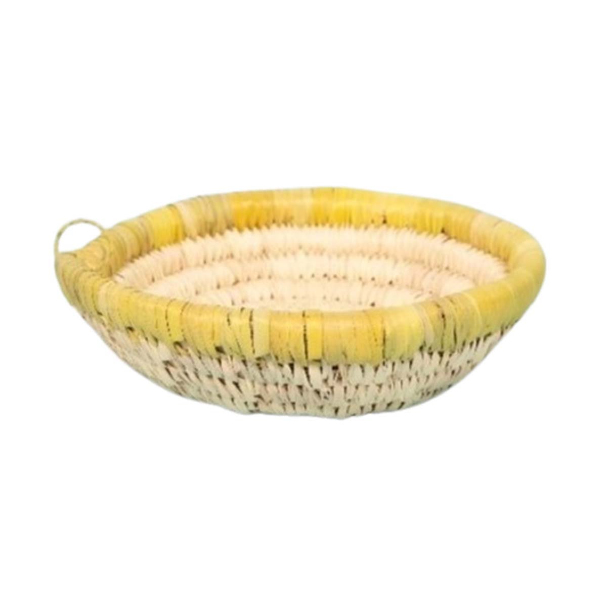 ARZ 1413 Corbeilles multifonctionnelles rustiques rondes faites à la main en fibre de palmier naturelle bicolore. – Image 1