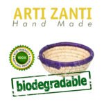 Corbeilles multifonctionnelles rustiques rondes faites à la main en fibre de palmier naturelle bicolore. – Image 2