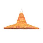 Suspension luminaire rustique ronde ajourée tissée à la main en fibre végétale de palmier naturelle Bicolore