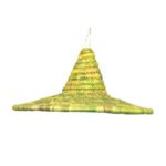 Suspension luminaire rustique ronde ajourée tissée à la main en fibre végétale de palmier naturelle Bicolore