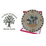Horloge murale ronde en mosaïque romaine fait à la main haut de gamme motif Les palmiers de la collection Art Murale – Image 2