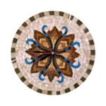 Horloge murale ronde en mosaïque romaine fait à la main haut de gamme motif Florale 3 de la collection Art Murale