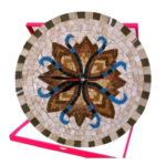 Horloge murale ronde en mosaïque romaine fait à la main haut de gamme motif Florale 3 de la collection Art Murale – Image 3