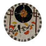 Horloge murale ronde en mosaïque romaine fait à la main haut de gamme motif Oiseaux 1 de la collection Art Murale