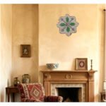 Horloge murale ronde en mosaïque romaine fait à la main haut de gamme motif Florale 5 de la collection Art Murale – Image 2