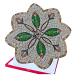 Horloge murale ronde en mosaïque romaine fait à la main haut de gamme motif Florale 5 de la collection Art Murale – Image 3