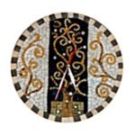 Horloge murale ronde en mosaïque romaine fait à la main haut de gamme motif Arabesque 2 de la collection Art Murale