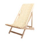 Chaise longue rustique fabrication artisanale, en bois noble et fibre de palmier