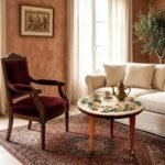 Table ronde GM plateau en mosaïque romaine fait à la main haut de gamme structure en bois noble artisanal motif Florale de la collection Artistique – Image 2