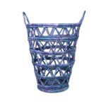 Panier de rangement XL rustique ajouré rond tressé à la main en fibre végétale de palmier naturelle  en bleu