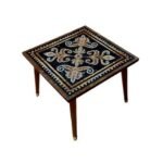 Table ronde MM plateau en mosaïque romaine fait à la main haut de gamme structure en bois noble artisanal motif Arabesque de la collection Artistique