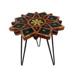 Table ronde MM plateau en mosaïque romaine fait à la main haut de gamme structure en fer forgé artisanal motif Florale  de la collection Artistique