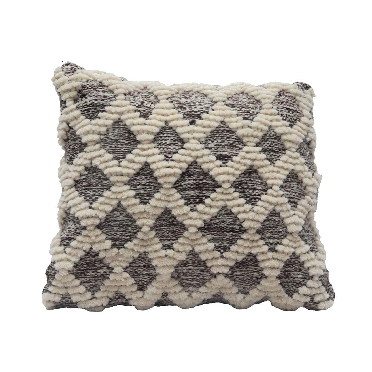 Coussin carré berbère en en 100% laine et Cotton naturelle design vintage Bicolor Coussin carré berbère en en 100% laine et Cotton naturelle design vintage Bicolor – Image 1