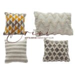 Coussin carré berbère en en 100% laine et Cotton naturelle design vintage Bicolor – Image 2