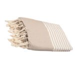 Jeté Arthur en coton XL - multi usage Beige rayée blanc PTZ 1012