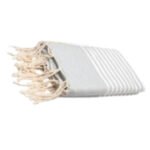Jeté Fouta Arthur en coton XL - multi usage Gris rayée blanc PTZ 1017