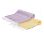 2 Serviette en coton - Fouta Bali En Violet lilas et Jaune PTZ 2010