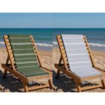 Set de 2 Serviette en coton - Fouta Bali  XL En Gris et Vert kaki rayée blanc PTZ 2011 – Image 2