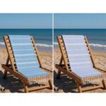 Set de 2 Serviette en coton - Fouta Bali  XL En Bleu ciel foncé et Bleu ciel rayée blanc PTZ 2016 – Image 2