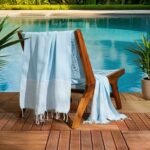 Set de 2 Serviettes en coton - Fouta nid d'abeille  XL En Bleu ciel foncé et Bleu ciel PTZ 3012 – Image 2