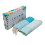 2 Fouta nid d'abeille En Turquoise et Vert d’eau PTZ 3013 – Image 4