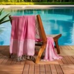 2 Serviettes Fouta nid d'abeille En Vert d’eau et Rose bonbon – Image 2