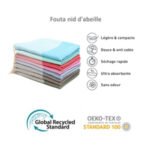 2 Serviettes en coton Nid d'abeille En Violet lilas et Corail PTZ 3015 – Image 4