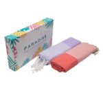 2 Serviettes en coton Nid d'abeille En Violet lilas et Corail PTZ 3015 – Image 5