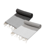 Set de 2 Serviette en coton - Fouta nid d'abeille  XL En Gris et Gris anthracite rayée blanc PTZ 3016