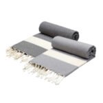 2 fouta en coton - Diamond en Gris et Gris anthracite PTZ 4011